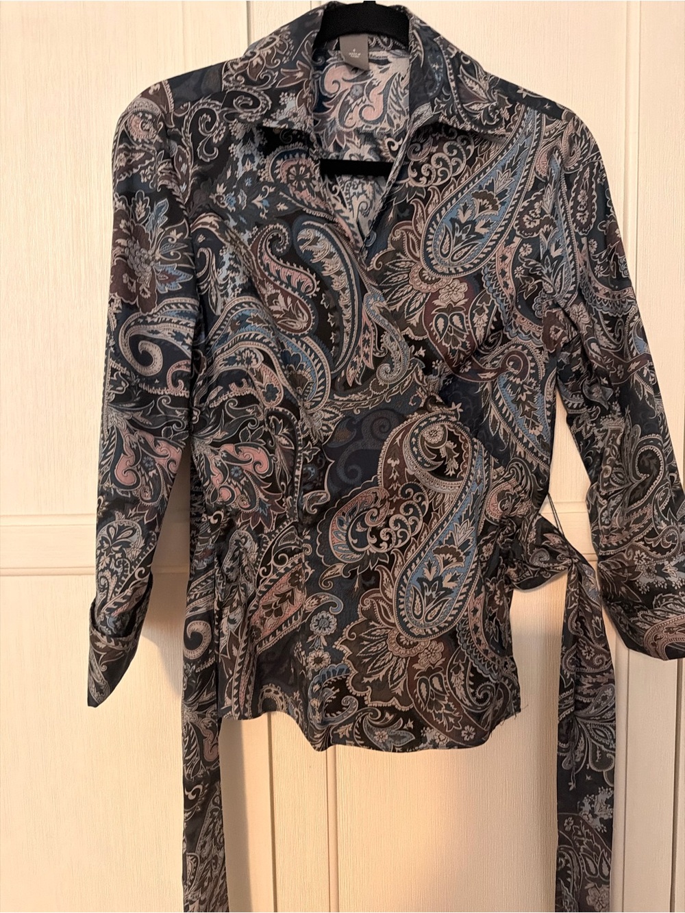 Paisley Wrap Blouse in dark blue